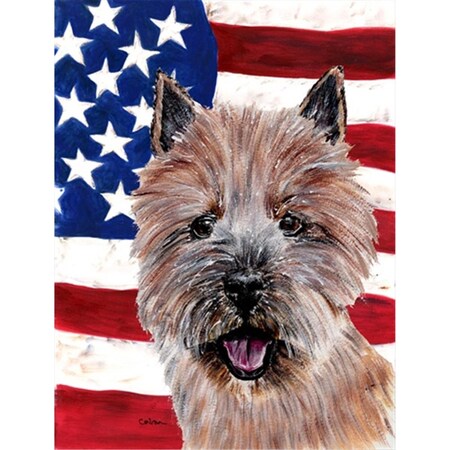Carolines Treasures Norwich Terrier With American Flag USA Flag Canvas House Size SC9638CHF
